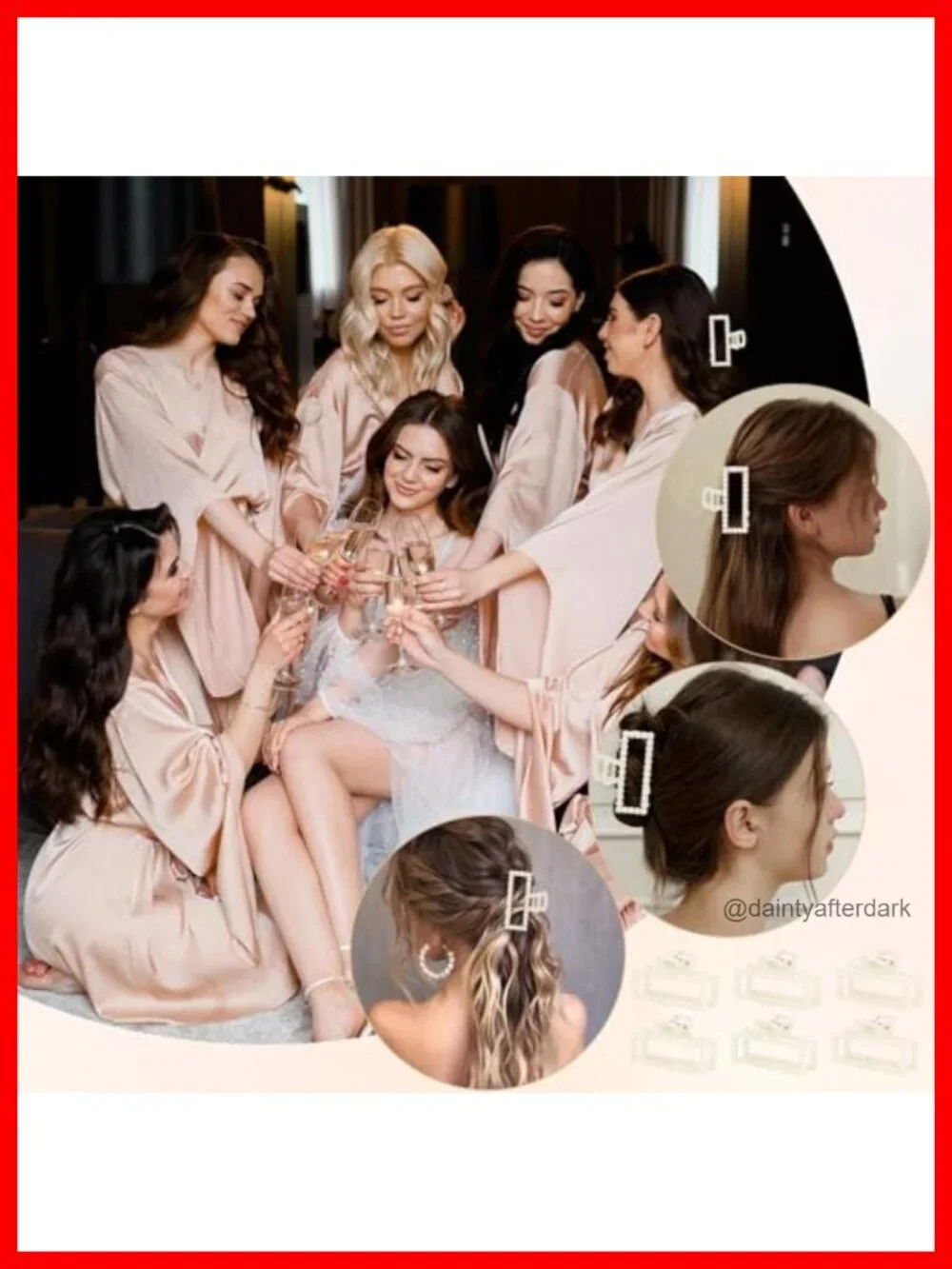 6pc Pearl Hair Claw Clip Set - Bridesmaid Proposal Gifts Non-Slip Strong Hold